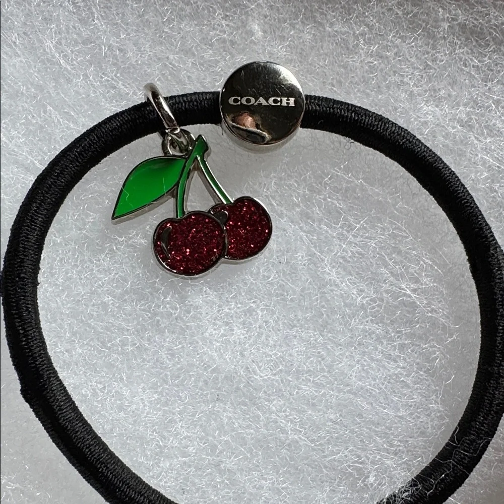 Coach Very Rare Red Cherry Ponytail Band Hair Tie Bracelet